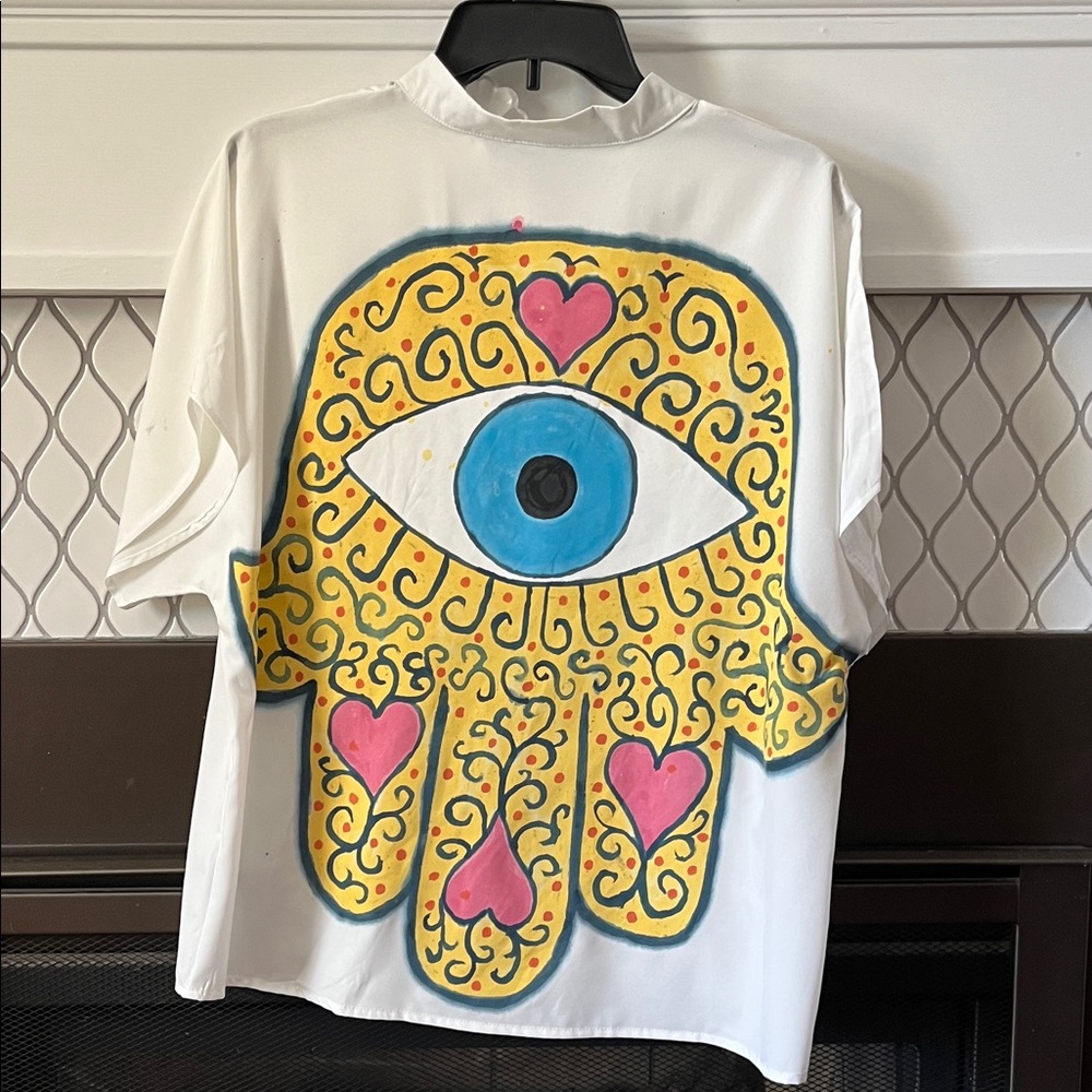 Hamsa Fatima henna design with Evil Eye blocking hand